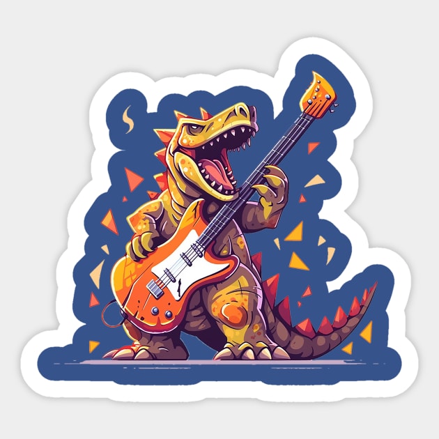 dinosaur guitarist Sticker by piratesnow